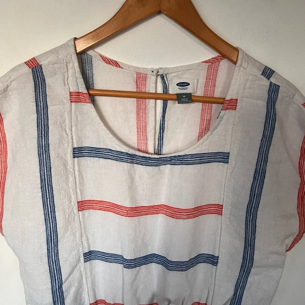 Old Navy Linen Multi Stripe Dress Size M - Picture 3 of 6